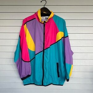 Unisex Funny Guy Creation Nylon Color Block 90s Retro Casual Windbreaker